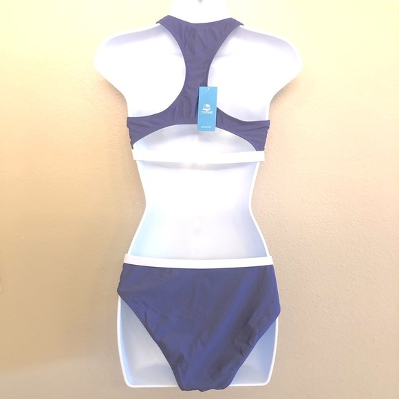 Cupshe Roaming River Sporty Back Bralette & Banded Hipster Bikini Set Size  M/L - Picture 4 of 16